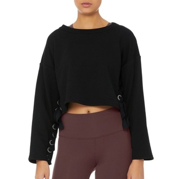 COPY - NWT Alo Yoga Suspension Cropped Pullover XS Black - Picture 4 of 8